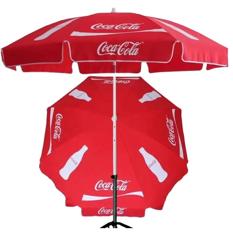 Sombrilla de playa con diseño personalizado para exteriores, paraguas fino con protección UV, de marca