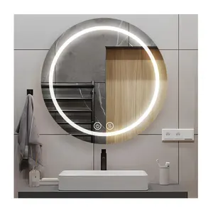 Espelho do banheiro LED com luz escurecendo 3 opção cor levou Anti-nevoeiro Data Hora Temperatura exibida Alto-falante sem fio Bluetooth