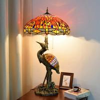 Lampe de table créative de style européen, grande lampe d'art libellule rouge, cadeau de mariage, éclairage artistique, lampe de décoration pour villa et salon