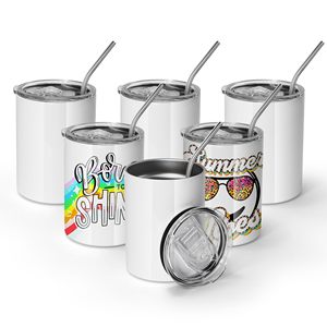 12 oz Sublimation Tumblers Straight Tumbler with Lid and <b>Straw</b> Flat <b>Shot</b> Tumbler - Product Image 1