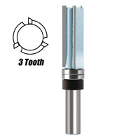 Vástago de 12mm y 1/2 pulgadas, 3 cuchillas, patrón de madera de carburo, brocas de enrutador de recorte al ras, fresa para carpintería con rodamiento