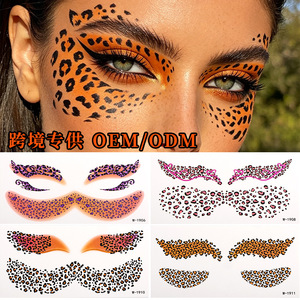 Pegatinas temporales de tatuaje facial de leopardo, impresión digital, película para mascotas, talla única, para maquillaje de fiesta, impermeables, de larga duración, 1-3 semanas - Product Image 2