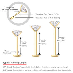 Diamants naturels de 0,065 ct à 0,23 ct, or 14 carats, clous à pression plats pour cartilage, tragus, lèvre, <span class=keywords><strong>nez</strong></span>, bijoux de <span class=keywords><strong>piercing</strong></span> - Product Image 3