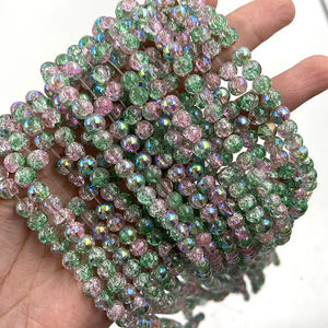 مخزون للبيع حبات ab الخشخشة الخضراء الوردية 6 حبات زجاجية مستديرة لصنع المجوهرات - Product Image 2