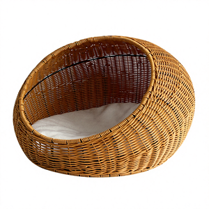 Lit et cage pour petits animaux en résine de rotin PP respirant et rafraîchissant pour l'été, tissé à la main, amovible et lavable - Product Image 4