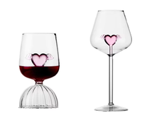 Verres à vin en forme de cœur rose romantique soufflés à la main verres à champagne transparents en borosilicate