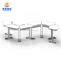 Bureau d'écolier intelligent modulaire et collaboratif en forme d'aile trapézoïdale, réglable en hauteur, pour salle de classe