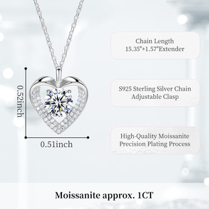 Collar con Forma de Corazón para Regalo, Collar de Plata de Ley 925 con Moissanita Brillante para Mujer, Collar Romántico con Corazón Hueco para Dama - Product Image 5