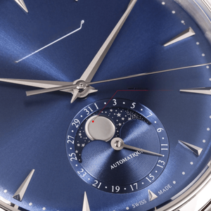 Men's Sleek Mechanical Watch with Moon Phase Function Leather Strap Stainless Steel Case for All Occasions and Daily Wear - Product Image 3