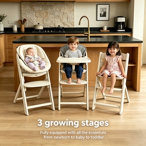 <span class=keywords><strong>Chaise</strong></span> <span class=keywords><strong>haute</strong></span> convertible 3-en-1 pour bébé avec siège inclinable sécurisé pour nouveau-né - Product Image 2