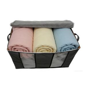 Sac de rangement pour couettes en tissu non tissé épais, grande capacité, organisateur de vêtements domestique, sac de rangement pour couettes avec double fenêtre - Product Image 3