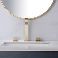 Robinet de salle de bain en laiton massif brossé doré, homologué CUPC, à montage sur comptoir, design moderne et traditionnel, robinets de lavabo en céramique dorés