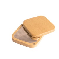 Miroir de maquillage de poche carré en bois de hêtre antique personnalisé en gros caractéristiques personnalisées