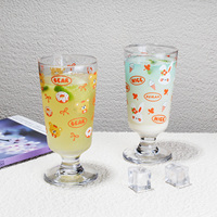 280ml haut pied imprimé conception jus tasse 10 oz verre tasse à boire restaurant européen lait tasse