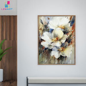 Peinture à l'huile de fleurs UNIART, <span class=keywords><strong>palette</strong></span> originale, peintures blanches sur toile, art mural, tableaux, décoration intérieure, art mural en porcelaine - Product Image 3