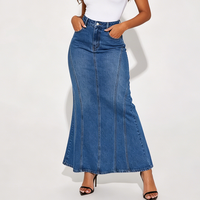 Robe en jean grande taille pour femme, élégante, décontractée, mi-mollet, coupe droite, tendance, style boutique streetwear