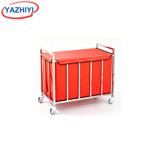 Chariot de collecte pour le personnel hospitalier YAZHIYI, structure <span class=keywords><strong>en</strong></span> acier inoxydable avec sac <span class=keywords><strong>en</strong></span> tissu bleu recouvert, pour usage clinique - Product Image 4