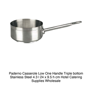 Shallow Stainless Steel <b>Saucepan</b> Ø 24 cm H 9.5 cm, 4.3 L, Triple-Layer Base Paderno - Product Image 2