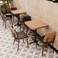 Panneau de canapé de siège de stand en bois et cuir moderne Restauration rapide Bar Cantine Tables à manger Chaises pour Café Boutique Restaurant Cafés