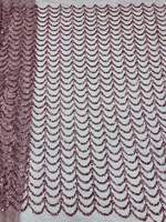 Tissu de Luxe Bleu Clair en Tulle Brodé de Paillettes 3D et de Perles à Motif Écailles, Idéal pour Kaftan et Abaya de Créateur de Dubaï