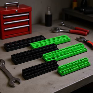 Ensemble d'organisateurs de douilles 6 pièces vert et noir en plastique magnétique, plateaux de rangement pour outils métriques et SAE 1/4 3/8 1/2 - Product Image 2