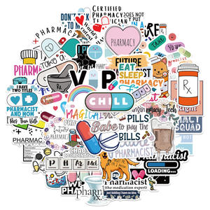 RTS 50 pièces dessin animé <span class=keywords><strong>médecine</strong></span> pharmacie vinyle Graffiti autocollant pour téléphone portable ordinateur portable soins médicaux décoration autocollant étiquette - Product Image 2