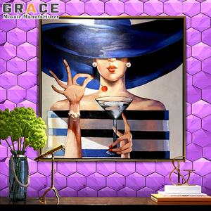 Hexagone 3D mur miroir décoration Surface lisse mosaïque KTV <span class=keywords><strong>fond</strong></span> robuste 304 acier inoxydable brossé or métal mosaïque carrelage - Product Image 6