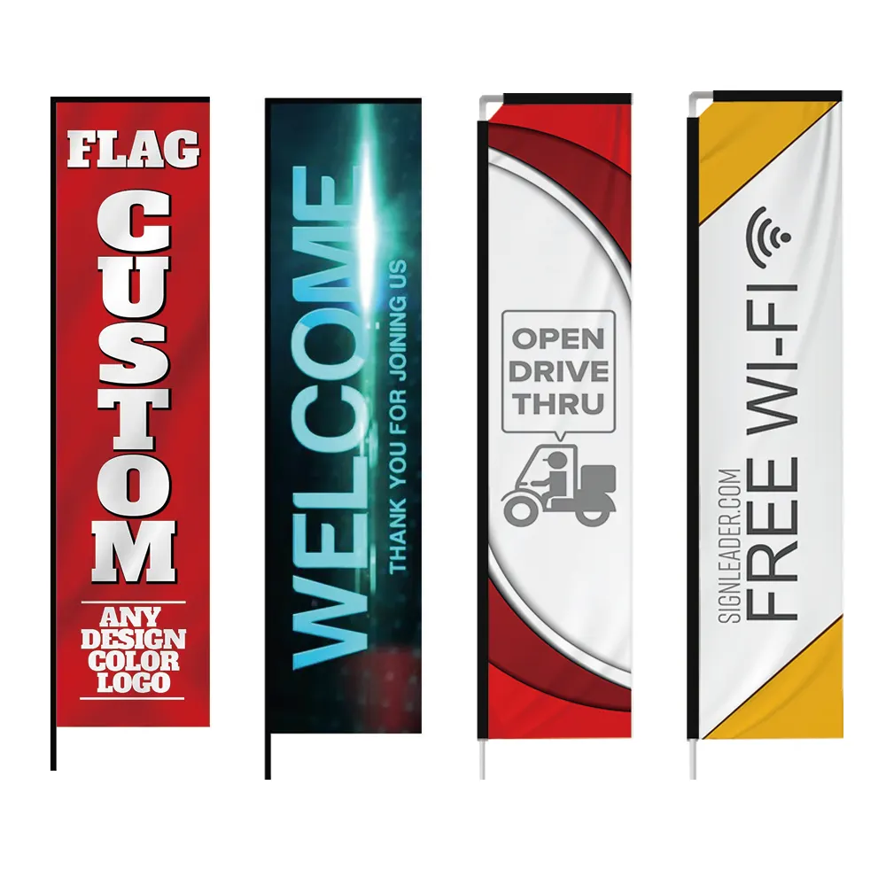 2023 Neues Produkt Free Design Werbung Doppelseiten druck Aluminium Fiberglas Fahnenmast Custom Recta ngle Beach Flag