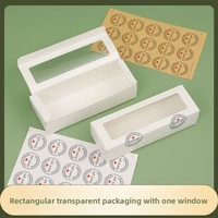 Boîte d'emballage pour pâtisserie de type macaron avec fenêtre transparente, qualité alimentaire, en papier kraft blanc et PVC