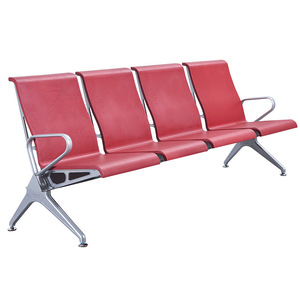 Sillas de espera, bancos para sala de espera, 4 asientos, rojos, acolchados, con reposabrazos, para hospital, aeropuerto, banco - Product Image 1