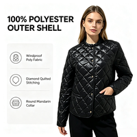 Veste matelassée noire pour femme, col montant, élégante, minimaliste, chic urbain, manteau léger matelassé pour femme, style quotidien en ville, personnalisable