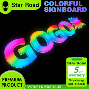 Sao đường đầy màu sắc nhân vật phát sáng, Nền tường logo, đầy màu sắc 3D dấu hiệu cửa, tùy chỉnh biển báo ngoài trời - Product Image 2