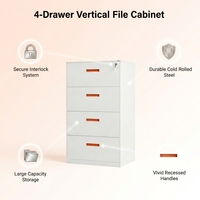 Meuble de classement à tiroirs latéraux avec serrure à clé, en acier moderne, mobile, pour rangement à domicile/bureau/chambre/atelier, blanc/orange, gain de place
