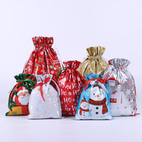 Nouveau sac cadeau à cordon fête de noël sac de bonbons en aluminium nouvel an sac d'emballage cadeau créatif