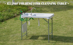 Multi-Use Plastic <strong>Folding</strong> <strong>Table</strong> Outdoor Kitchen <strong>Table</strong> Fish Cleaning <strong>Table</strong> With Sink Versatile Furniture - Product Image 3