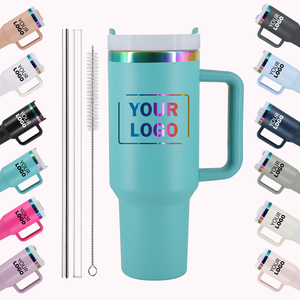 कस्टम डबल दीवार इंसुलेटेड स्टेनलेस स्टील 40 औंस टंबलर ग्रीन कार मग संभाल के साथ रेगबो प्लाटेड टंबलर - Product Image 1