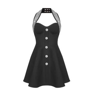 2025 mujeres negro Sexy fuera del hombro brillante cristal Bodycon vendaje vestido largo guantes elegancia celebrar vestido de fiesta de noche - Product Image 1