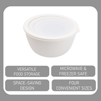 Lot de 4 bols à salade en plastique ronds de couleur blanche pour le stockage des aliments, camping