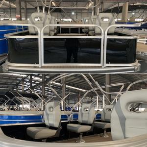 Bateau ponton en aluminium de 25ft 7.6m pour la fête flottante de pêche de passager de <span class=keywords><strong>taxi</strong></span> de lac avec le moteur hors-bord de coque d'EVA pour des loisirs sportifs - Product Image 1