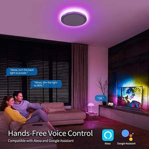 알렉사 구글 홈 12인치 24W 스마트 LED 천장등 초박형 색상 변경 RGB 천장등 2000k-6000K 플러시 마운트 패널 - Product Image 4