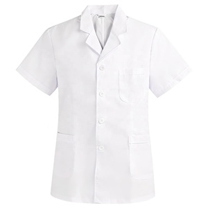 <span class=keywords><strong>Camice</strong></span> Medico Estivo a Maniche Corte Bianco con Logo OEM ULTAC, Design Unisex, Giacca Lunga per Studenti di Medicina e Laboratorio - Product Image 2