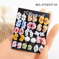 30PCS/kit Breloques en résine d'art d'ongle Kawaii faites à la main Design 3D Fleurs acryliques pour ongles
