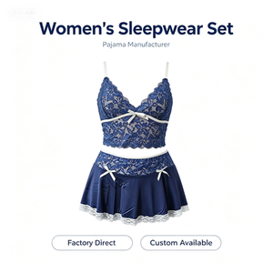 Vêtements <span class=keywords><strong>de</strong></span> nuit brillants pour femmes en gros : Ensemble tendance haut à bretelles col en V et mini-chemise <span class=keywords><strong>de</strong></span> nuit, fabricant raffiné <span class=keywords><strong>de</strong></span> lingerie <span class=keywords><strong>de</strong></span> nuit en dentelle pour femmes - Product Image 4