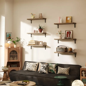 Étagères murales flottantes carrées en bois massif de style moderne, très vendues, avec fonction détachable, idéales pour les cuisines - Product Image 3