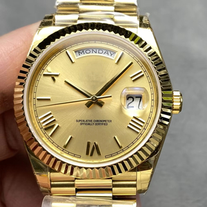 Reloj Mecánico de Lujo, Super Calidad, Resistente al Agua, 40mm, Fábrica KF, Acero 904L, Movimiento 2836, 228238, Peso 215g, Dorado, Números Romanos - Product Image 1