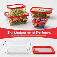 Boîte à lunch empilable en verre borosilicate de haute qualité approuvée par la FDA avec joint anti-fuite, récipient de stockage alimentaire résistant au congélateur pour la maison