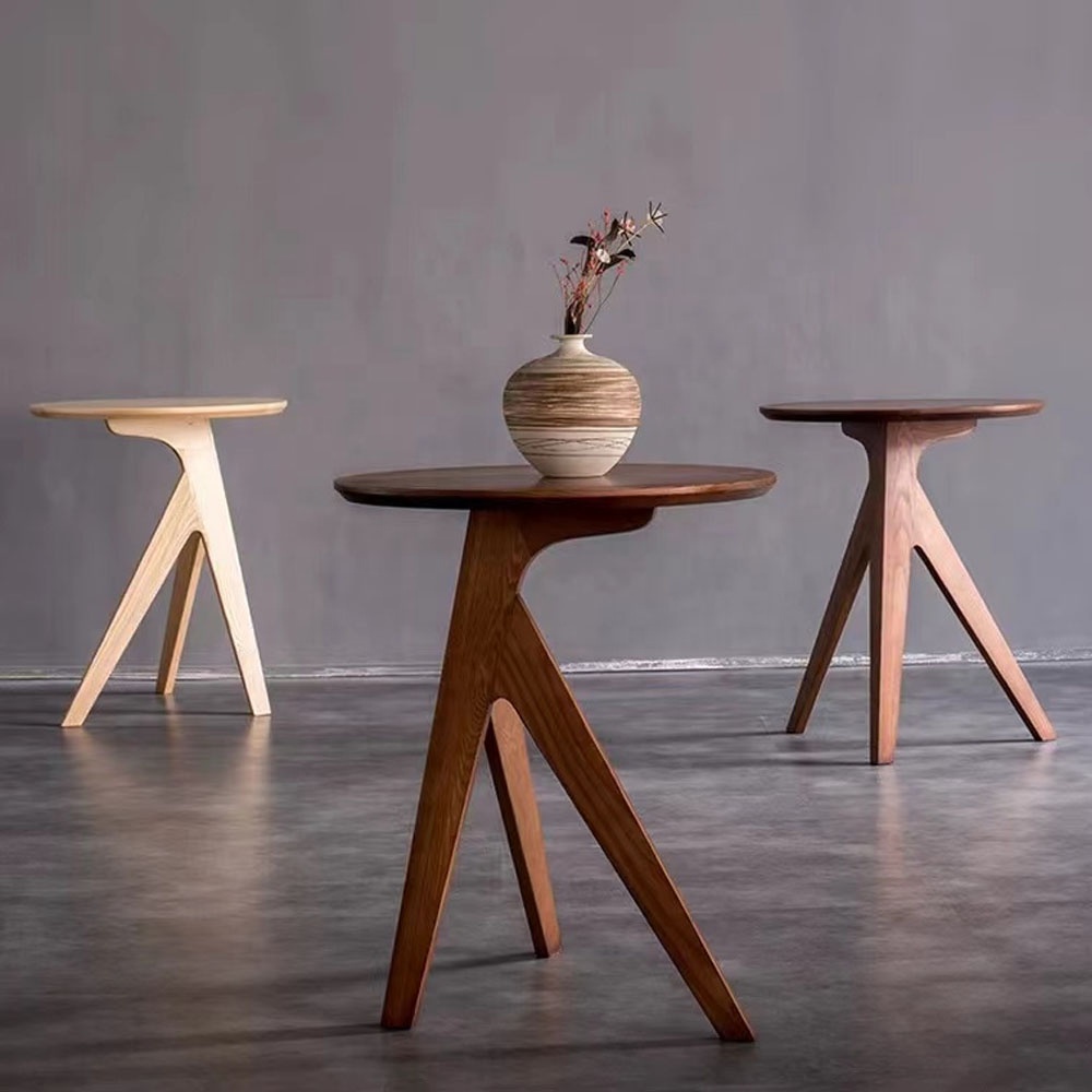 New Cheap  Round Wood Tea Desk Set Living Room Furniture Wooden Luxury Coffee Table Modern
