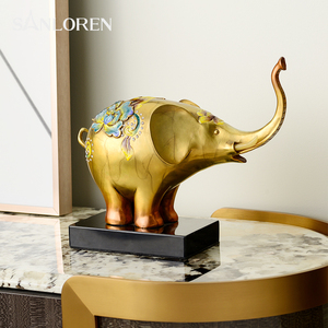 Sanloren ของตกแต่งบ้านหรูหราใหม่ห้องนั่งเล่นสำนักงานโต๊ะตกแต่งบ้านเคลือบสีสันสดใสของขวัญธุรกิจช้างมงคล - Product Image 3