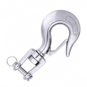 Stainless Steel American Type Fork Swivel Cargo <strong>Hook</strong> <strong>with</strong> Safety Latch Rotating <strong>Lifting</strong> <strong>Hook</strong> for Chain Hoist Crane Rigging - Product Image 1