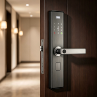 Système de serrure de porte intelligente Tuya avec design rabattable, alimentation électrique, contrôle par application WIFI et mot de passe anti-espionnage pour usage domestique et commercial